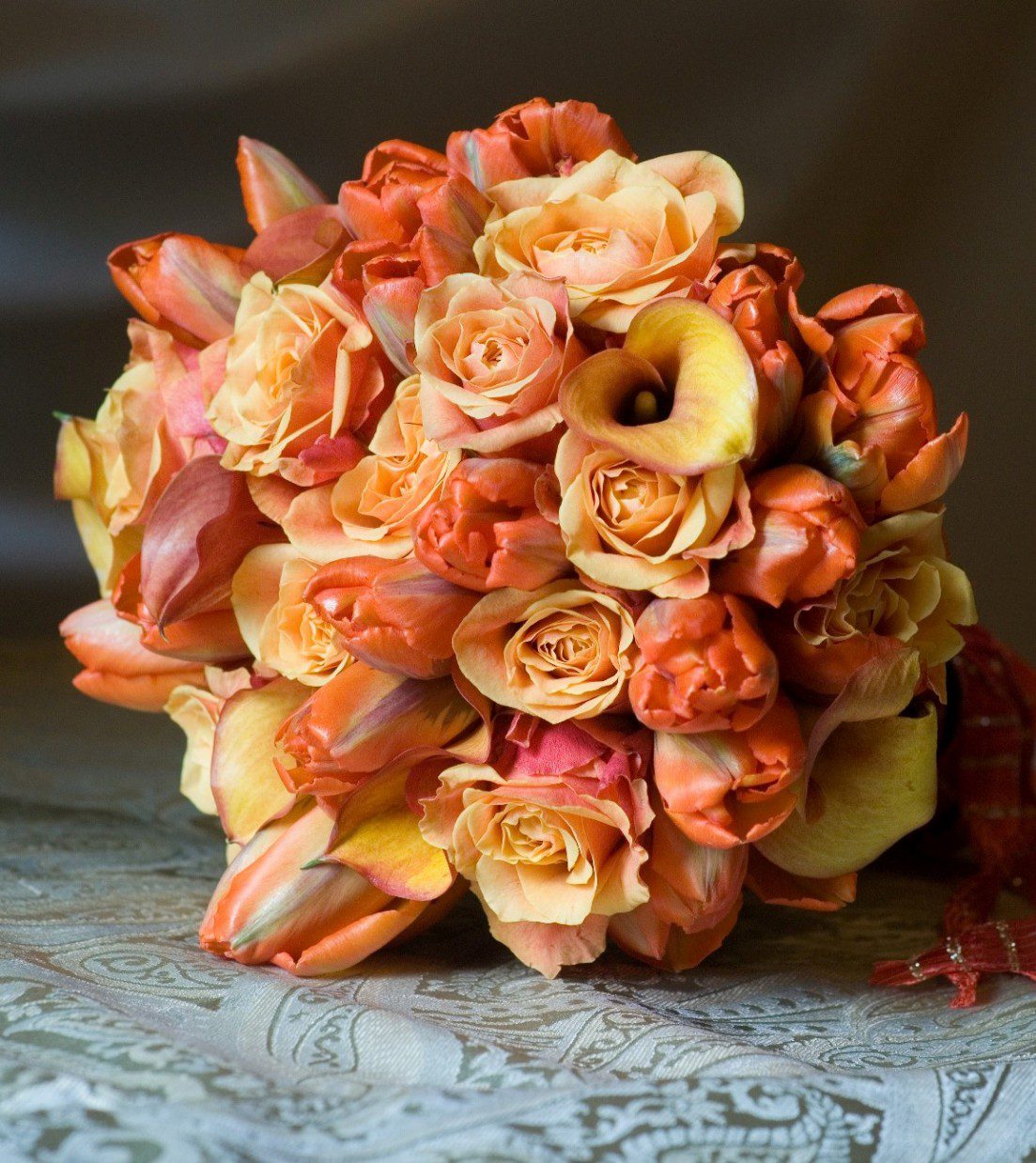 Orange Bouquet w Ribbons 2 DSC_3957
