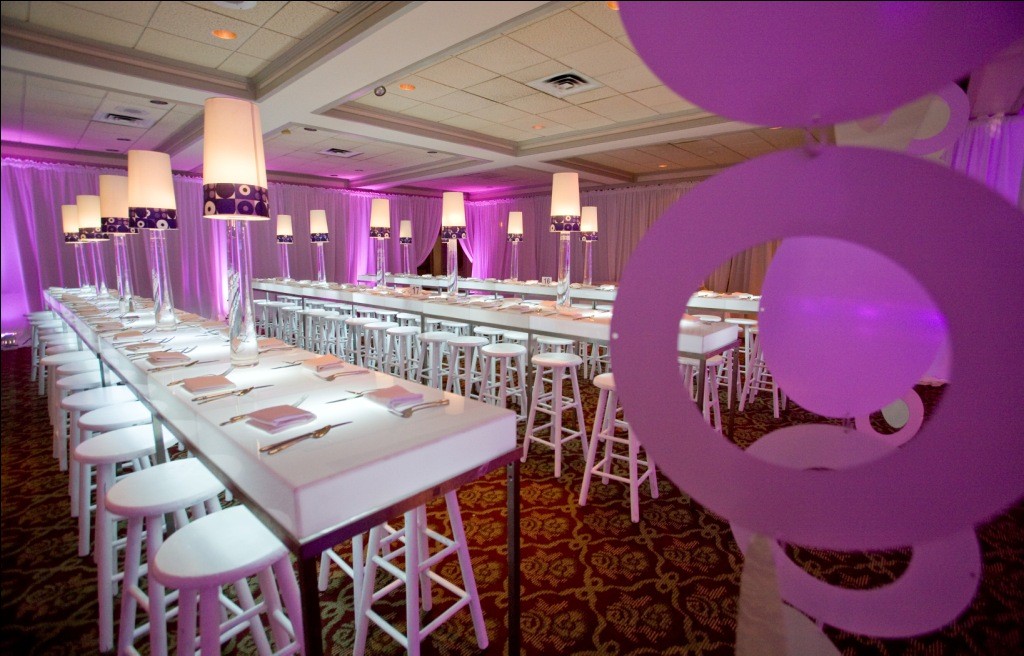 high top light up white tables kids dinner bat mitzvah evantine design