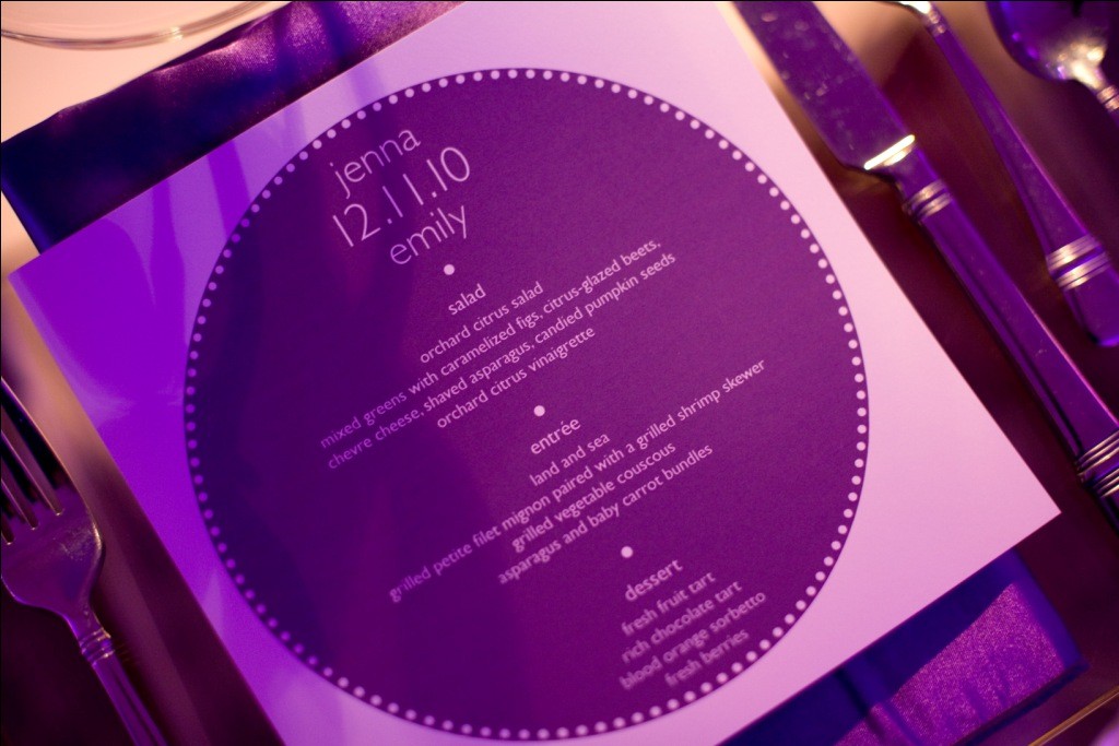 square menu bat mitzvah purple and white evantine design melissa paul