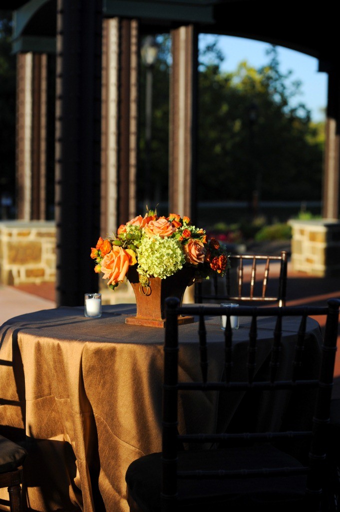 brown linen cocktail table at phoenix foundry events by evantine design photo by susan beard