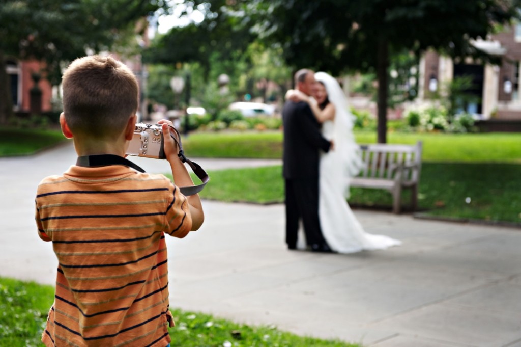 photos in the park bride and groom little boy evantine gabe fredericks