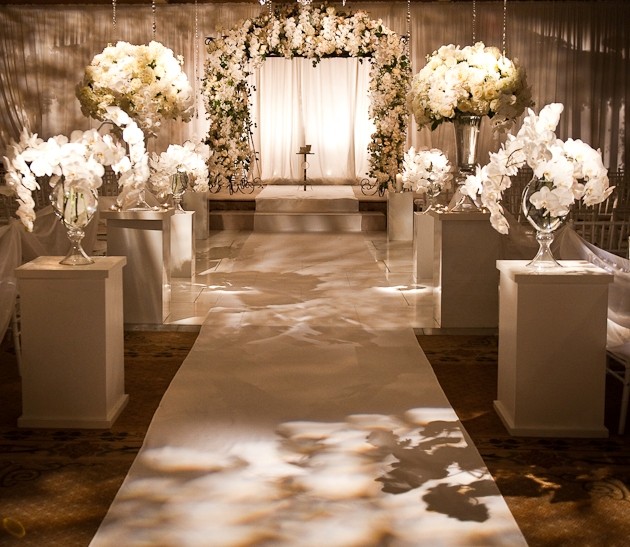 White Wedding Ceremony, White Chuppah, Phalaenopsis Orchids, Rittenhouse Hotel, Evantine Design