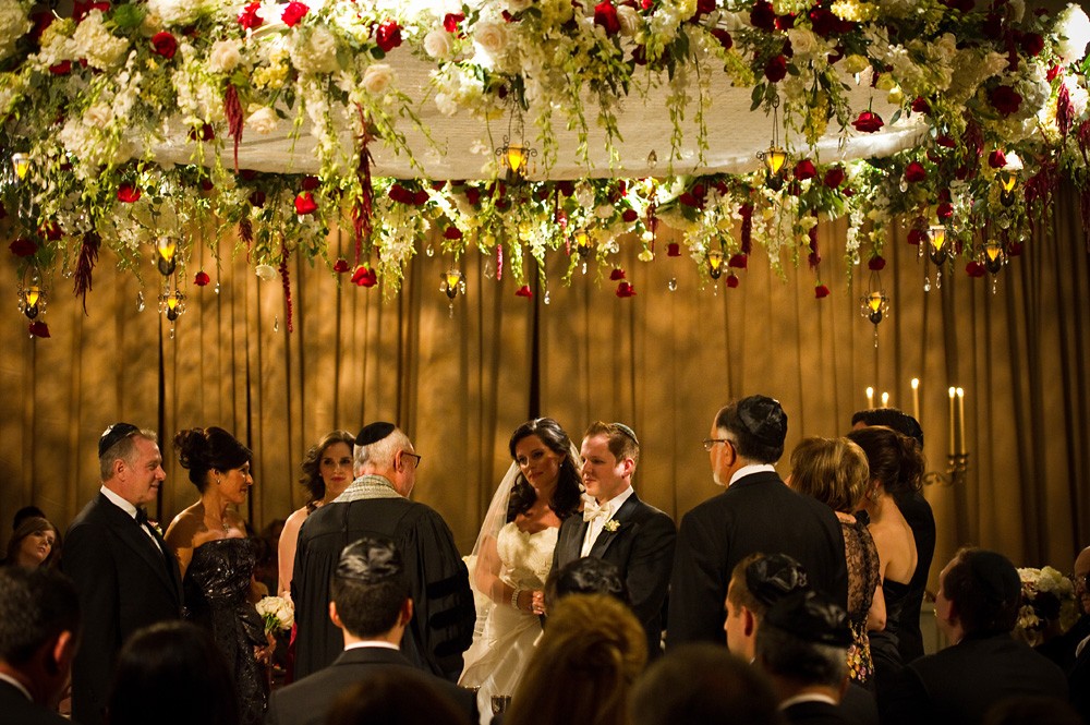 jewish wedding suspended chuppah four seasons hotel philadelphia evantine design