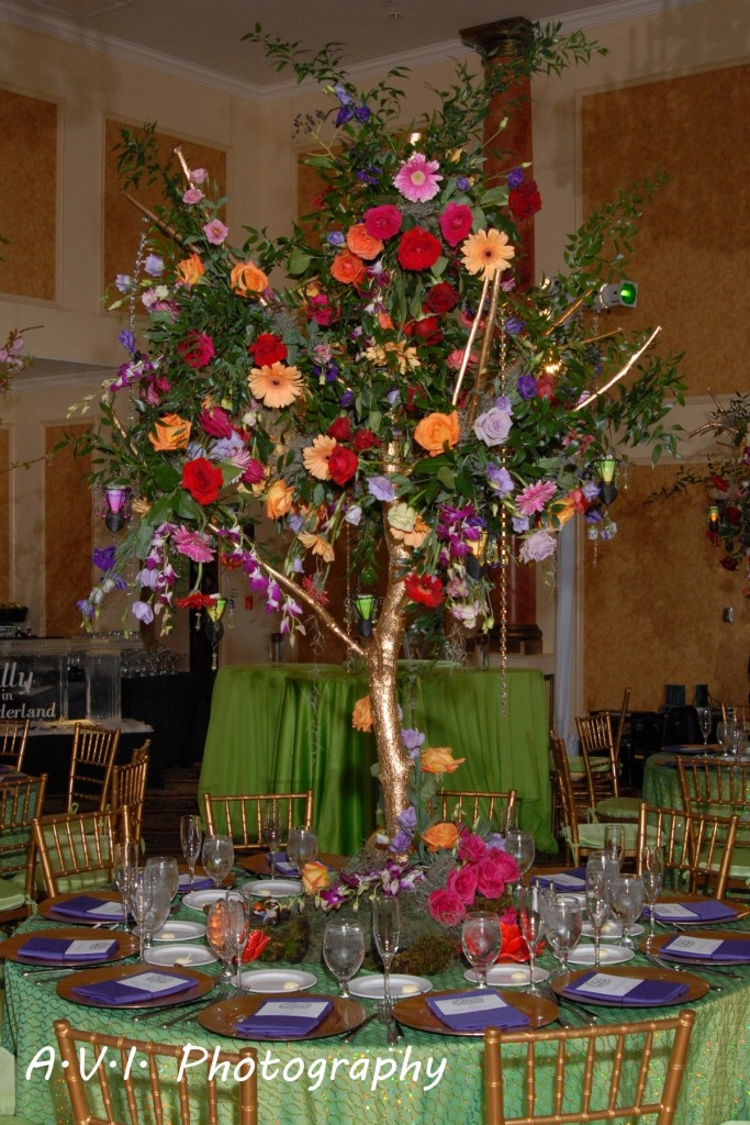 alice in wonderland partiees, kids parties, philadelphia bar mitzvahs, evantine design, flower trees