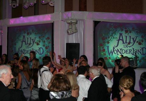 alice in wonderland themed parties, kids parties, dj backdrops for parties, evantine design