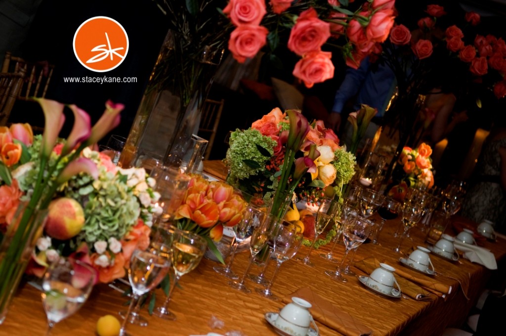 orange green coral wedding flowers feast tables at weddings philadelphia tented weddings appleford estate