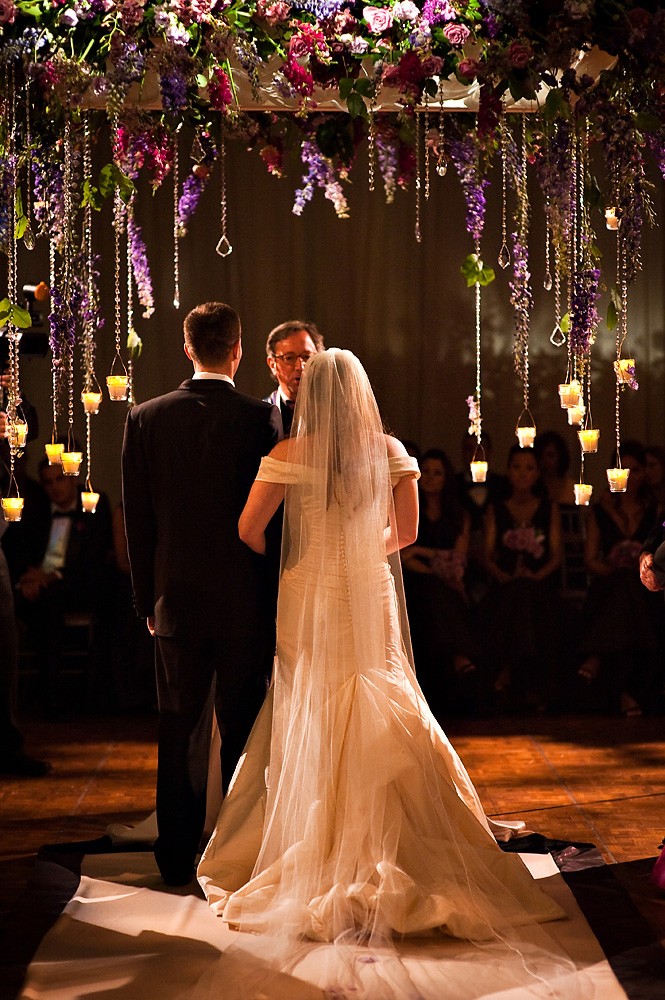 purple raspberry crystal votives suspended chuppah four seasons hotel ash imagery evantine design