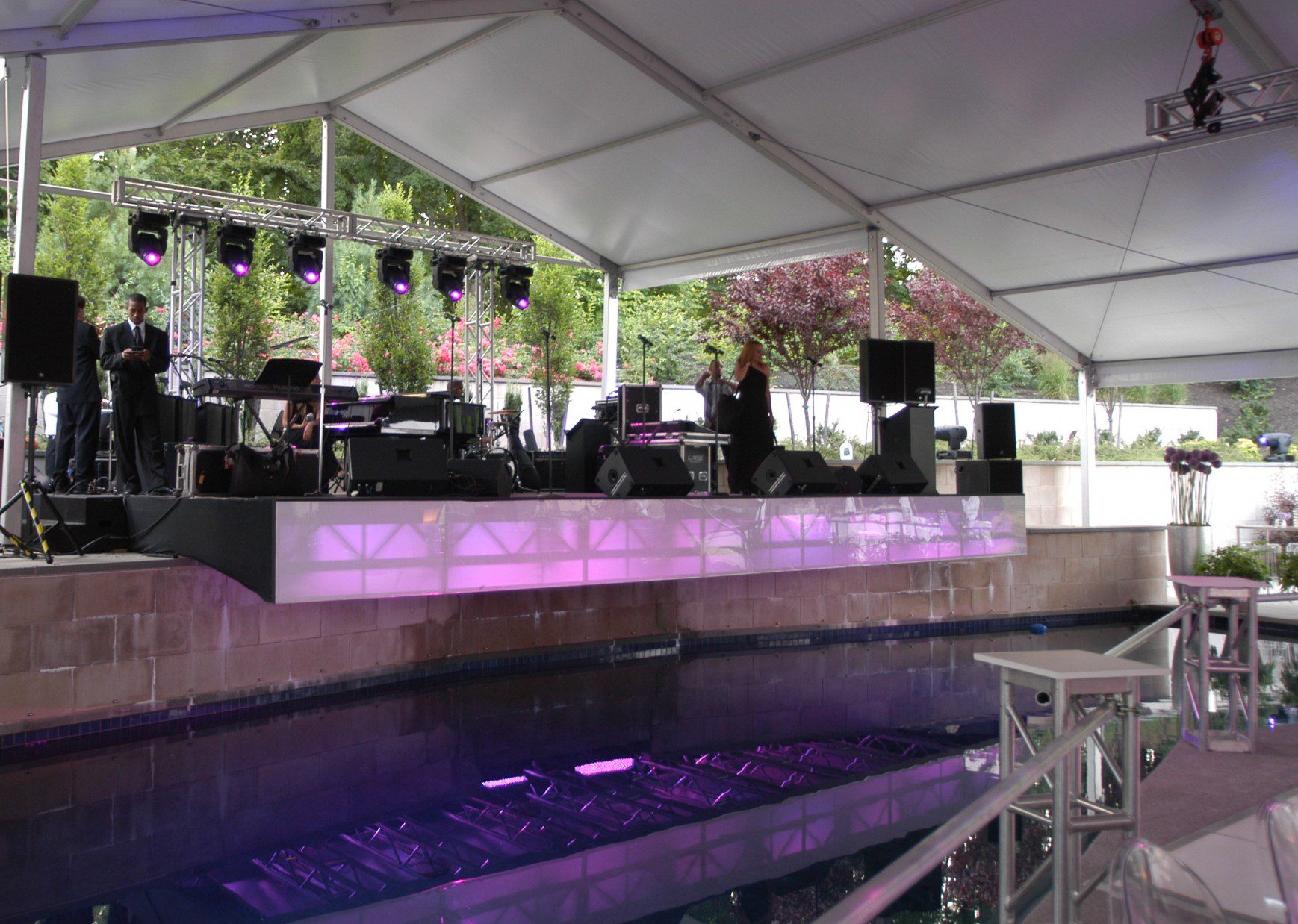 Cantilevered Stage Built Over a Pool Evantine Design EventQuip