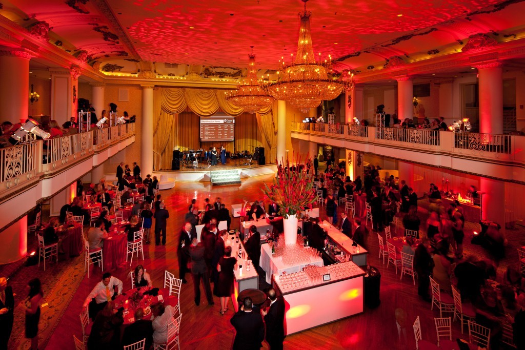 four sided bar red lighting cooper hospital charity gala hyatt at the bellevue