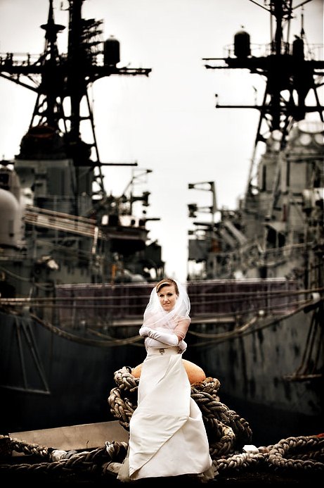 Bridal Fashion Photos Alternative Wedding Photos Battleships and Maritime Theme