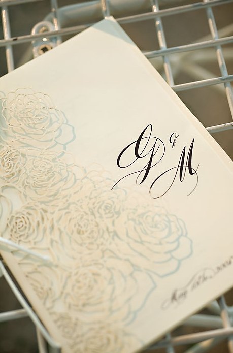 Laser Cut Lace-inspired Wedding Ceremony Programs Evantine Design