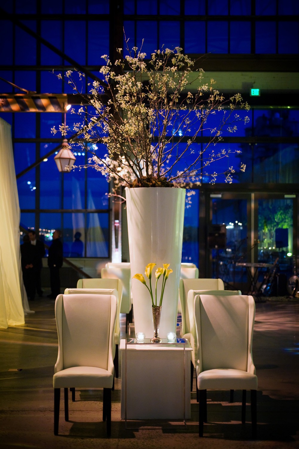 White Lounges Philadelphia Wedding Designers Flowering Branches