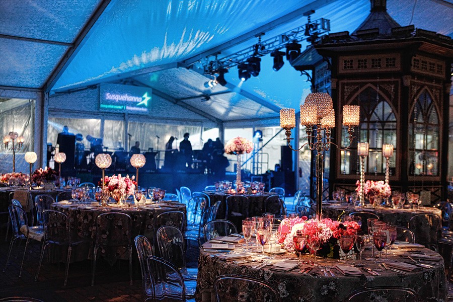 Party Tents Orchestra Stages Crystal Lamps Clear Lucite Chairs