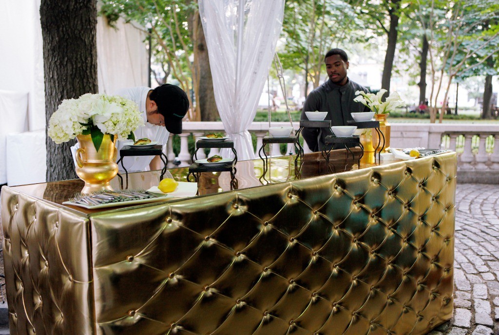 Tufted Metallic Gold Bars Luxury Event Rental Philadelphia Event Designers