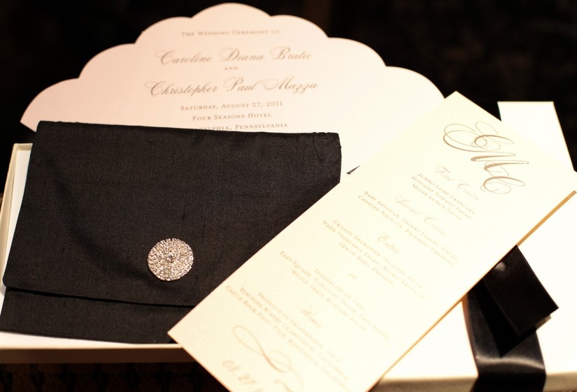 black and white wedding invitations menus program fans papery of philadelphia luxury weddings