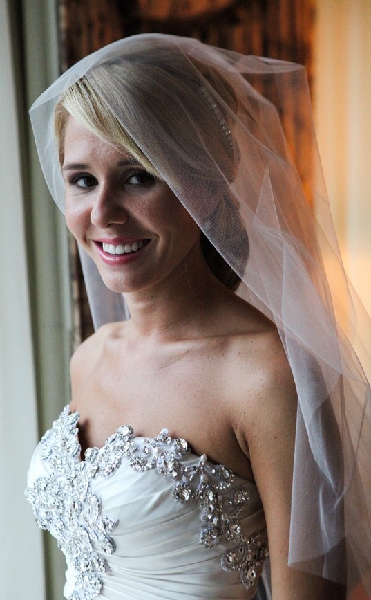 bridal portrait with veil strapless gown philadelphia luxury weddings