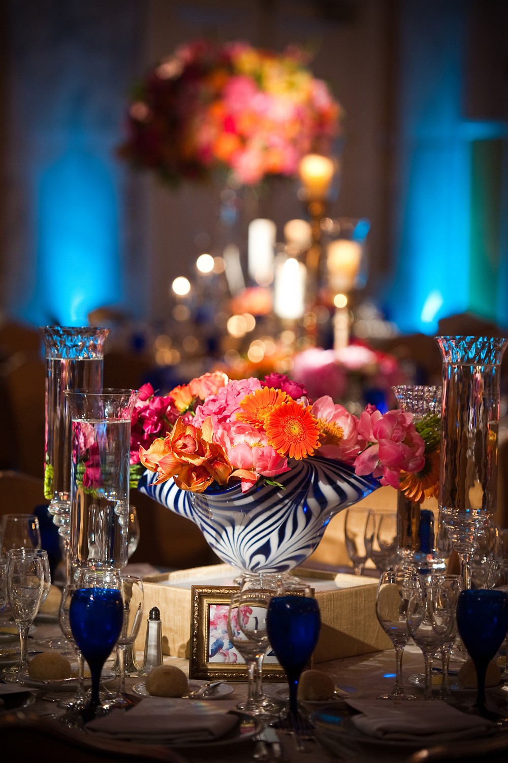 centerpieces blown glass Ritz Carlton weddings summer flowers