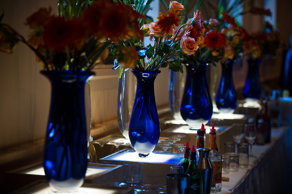 handblown blue glass vases philadelphia wedding designers