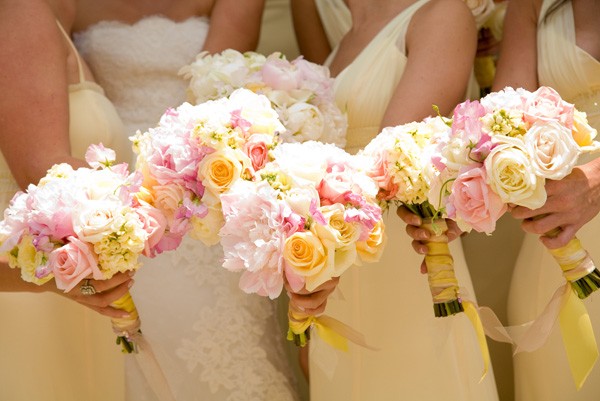 Pale Pink and Yellow Bridal Bouquets Evantine Design Philadelphia Wedding Planners