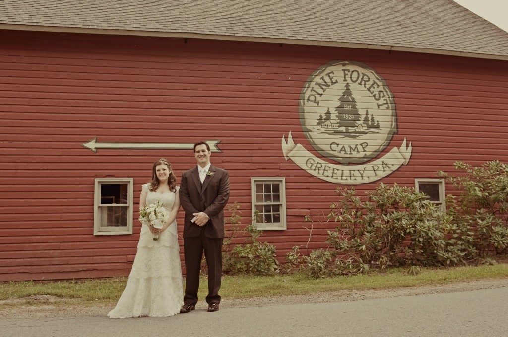 Bride and Groom Portrait Pine Forest Camp Wedding