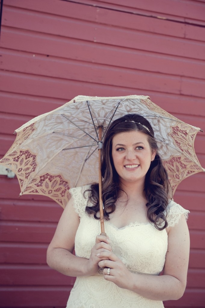 Bride Portrait Vintage Parasol Red Barn Camp Weddings-c