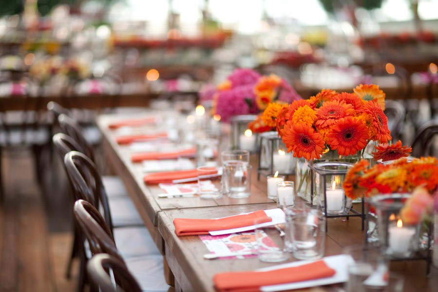 Orange and Pink Flowers Wedding Centerpieces Evantine