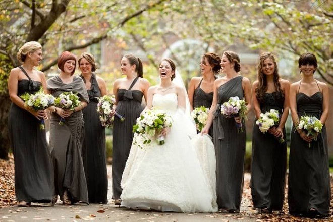 Bridal Party Photos Gray Bridesmaids Dresses Philadelphia Weddings