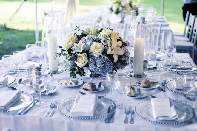 Classic Blue Hydrangea Centerpieces Summer Wedding Decor Evantine Design