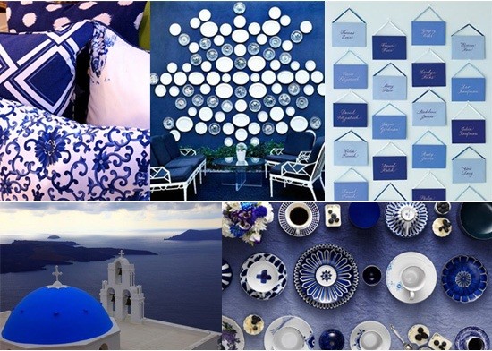 Cobalt Blue Wedding Inspiration Blue and White China Greece Placecards