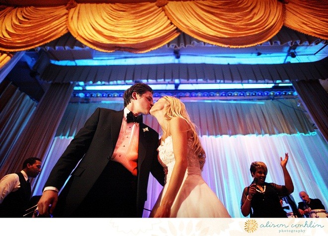 Bride and Groom on Stage Alison Conklin