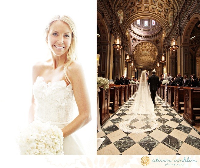 Monique Lhuillier Wedding Gown Catholic Cathedral Philadelphia Weddings