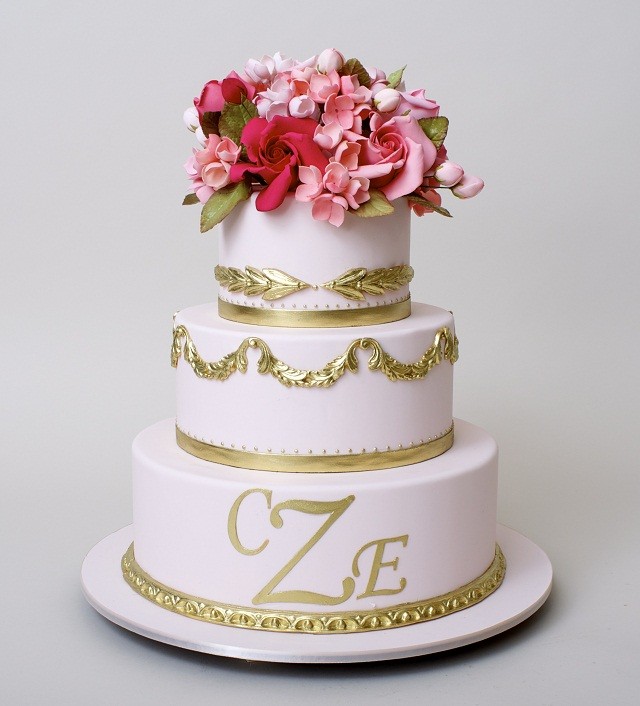 Pink and Gold Wedding Cake Ron Ben-Israel