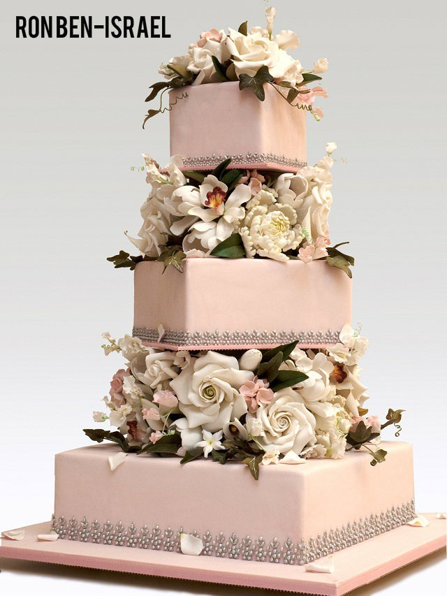 pale pink wedding cake by ron ben israel