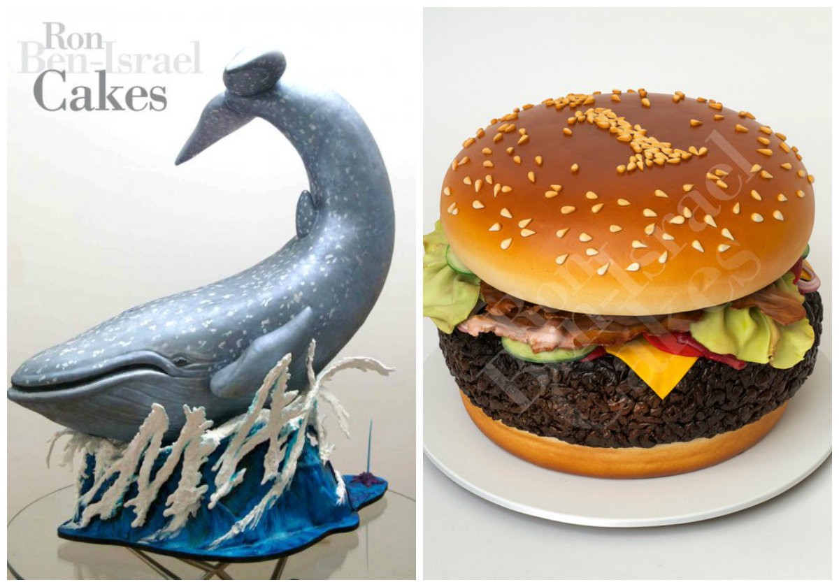 whale cake and burger cake ron ben israel