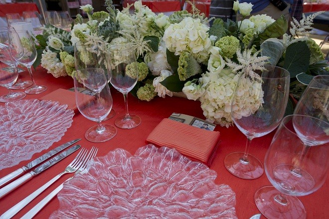 Orange Linens Glass Chargers Modern Party Design Evantine Philadelphia