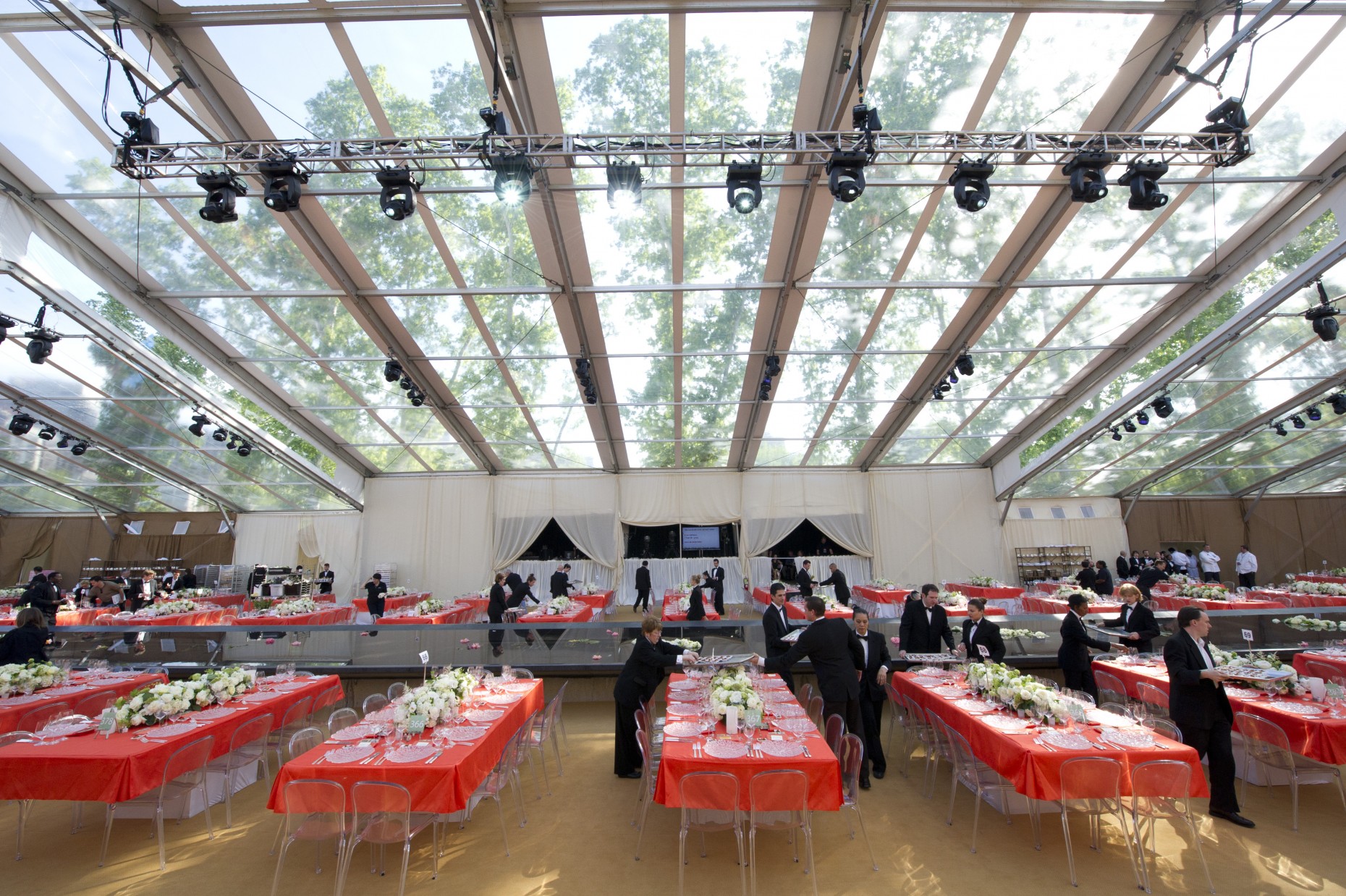 Long Feast Tables Orange Parties Evantine Design Barnes Museum