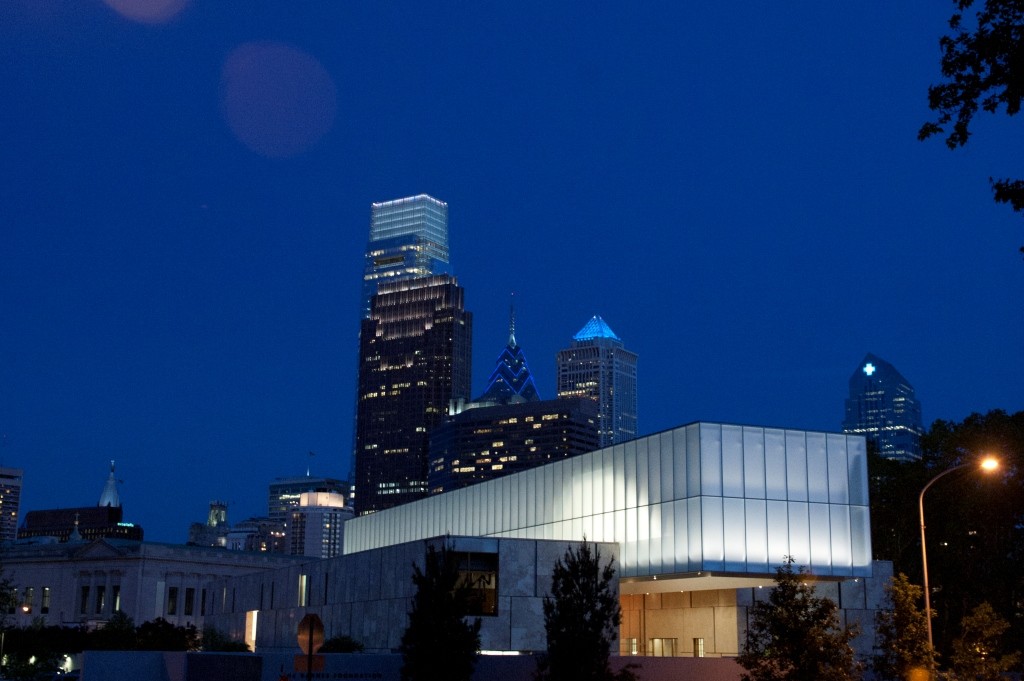 night skyline barnes museum philadelphia