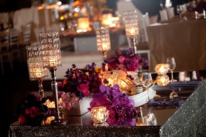 Sweetheart Table Bling Purple Orchids 2