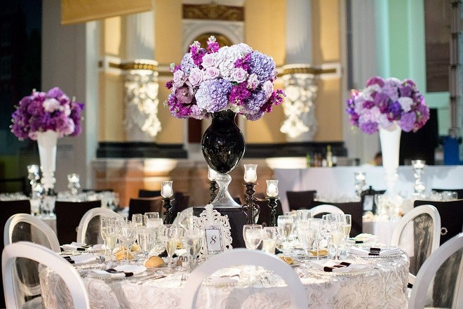 purple and black wedding design philadelphia event designers