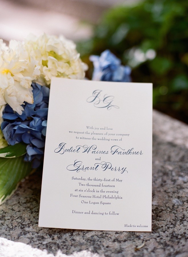 blue and white wedding invitations black tie welcome luxury weddings philadelphia evantine design