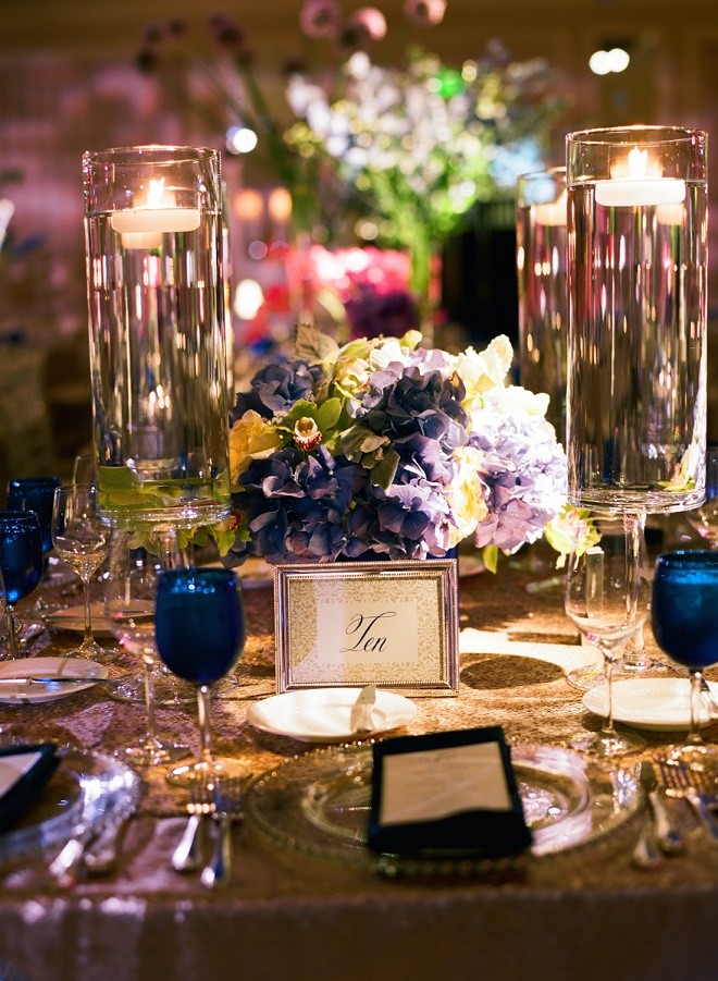 modern blue and purple wedding centerpieces luxury weddings philadelphia evantine design liz banfield