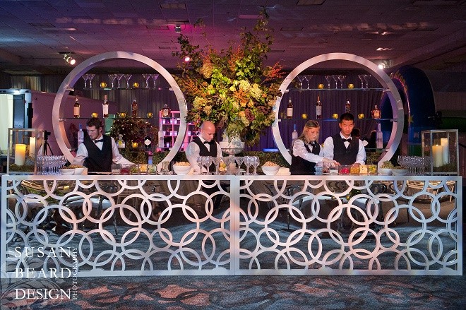 modern white and mirror bars for party rental evantine design philadelphia event designers