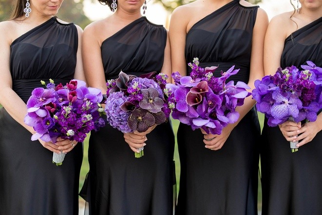 purple bridal bouquets evantine design drew noel photography philly weddings