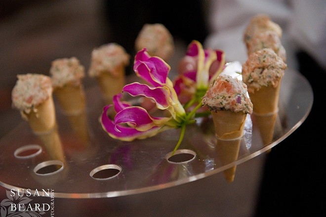 Smoked Salmon Cones served to Adults during Cocktails. Evantine Design.