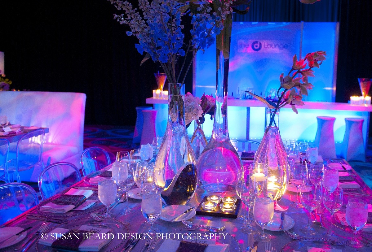 blue and purple lighting for parties philly events evantine design