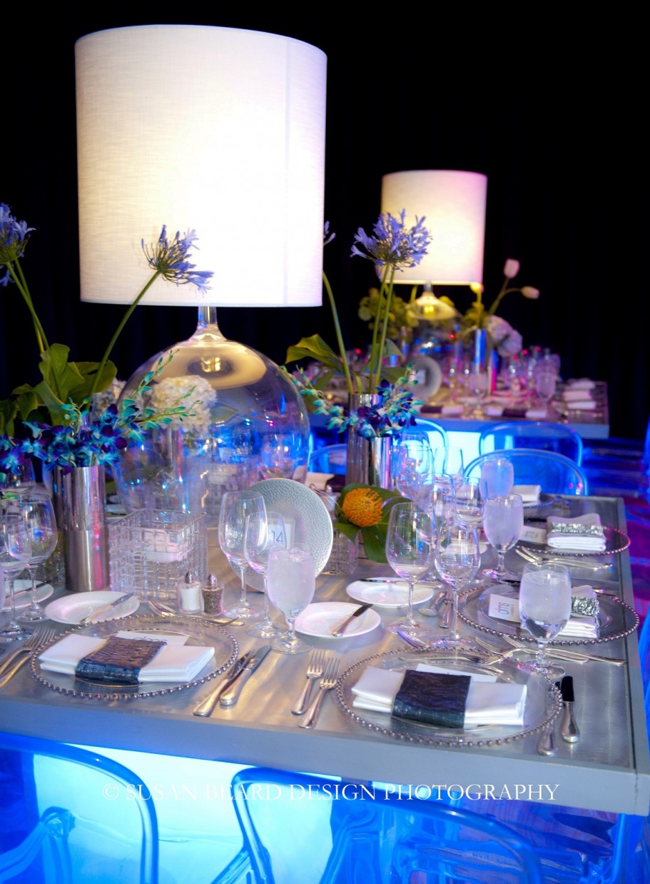 light up tables with clear chairs for parties white lamps evantine design susan beard
