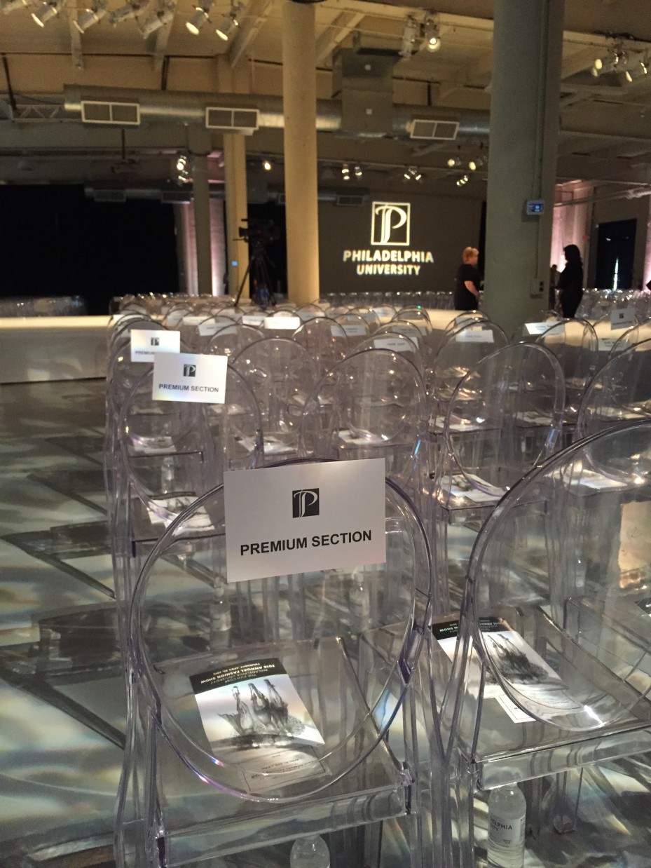 Lucite Chairs Philadelphia University Fashion Show Evantine Design