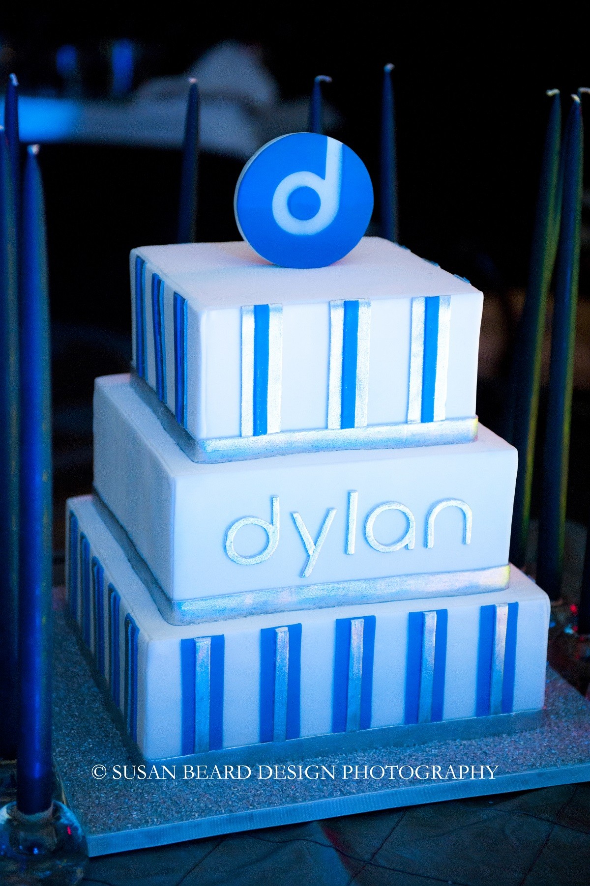 modern white and blue bar mitzvah cakes four seasons hotel evantine design