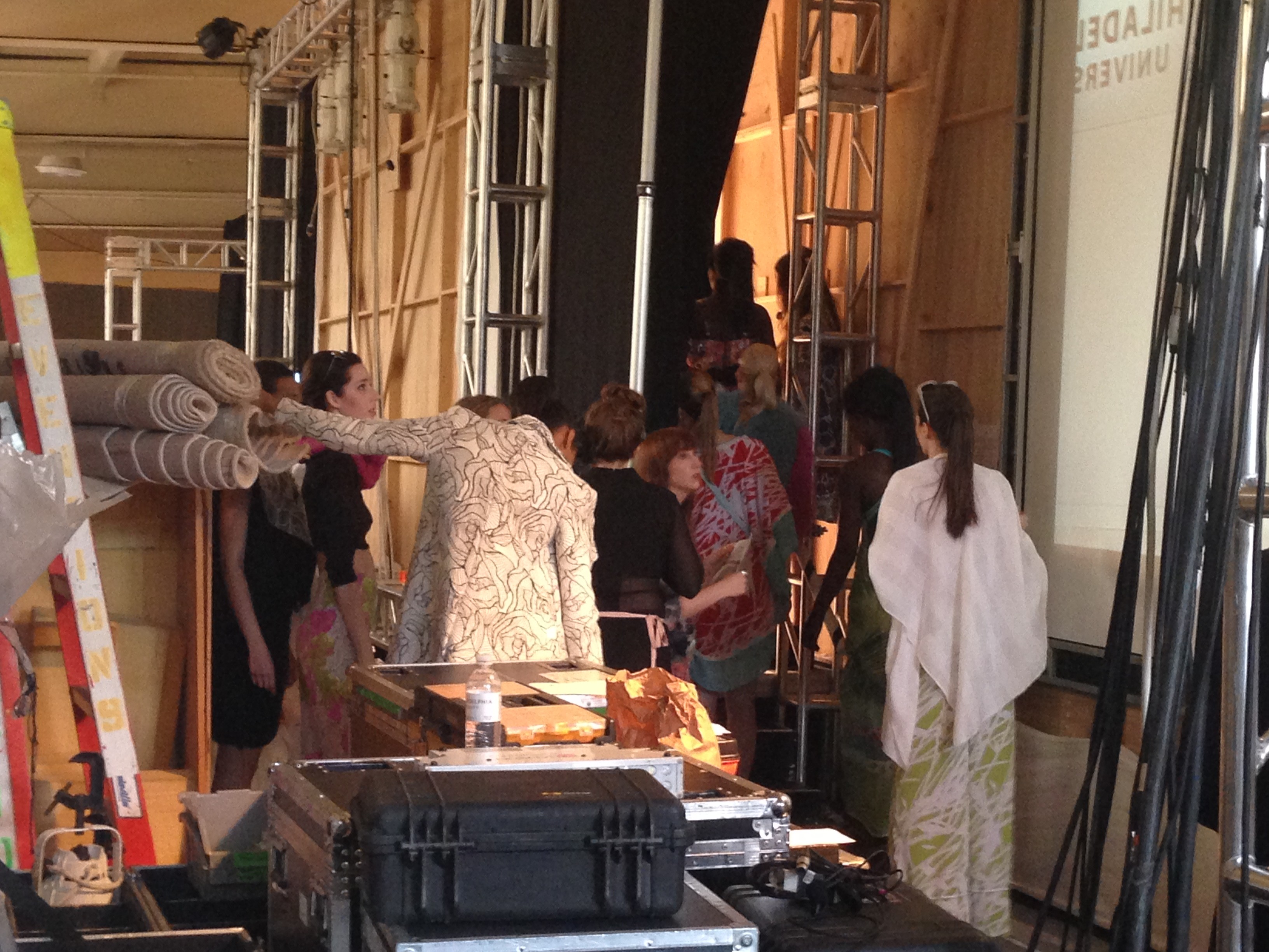 Models lined up and ready for the runway.