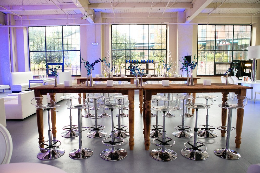 Wood Tables Blue Orchids Loft Venues Philadelphia Mitzvahs Evantine Design Moulin Sherman Mills 2
